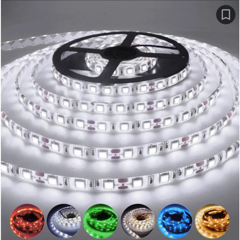 Fita De Led 5 Metros 2835 12v Ip20 Auto Cola Sem Fonte Com Fonte 300 Smd  Para Iluminação E Decoração em Oferta na Shopee