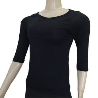 Blusas Femininas Básica Decote Gola Canoa Manga 3/4