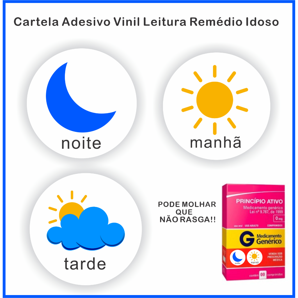Kit 120 Adesivos Vinil Leitura Remédio Idoso | Receituário Dia Noite em Oferta na Shopee