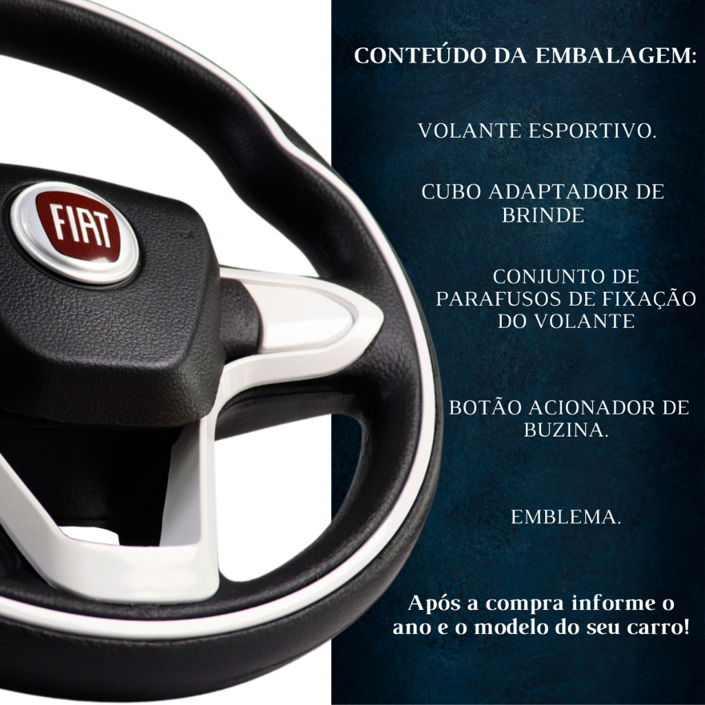 Volante Esportivo Bmw Branco Uno Elba Fiorino 1984 1985 1986 1987 1988 1989 1990 1991 1992 1993 1994