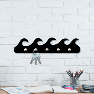Porta Chaves de Parede Ondas Decorativo em MDF (Espessura 6mm) em Oferta na Shopee