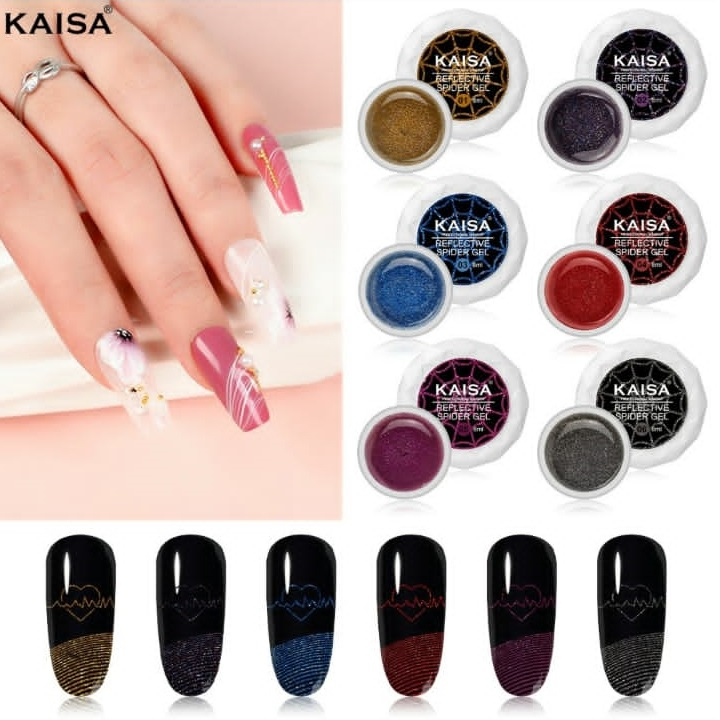 Kit 6 Cores Spider Gel Reflective Kaisa Decoração Unha Nails