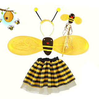 Kit 4 Fantasia De Abelha Kit Abelhinha Asa+Varinha+Tiara+Saia  Cosplay/Festa/Carnaval/Hel…