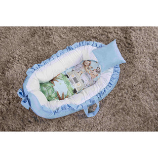 Ninho Redutor de Berço Bebe Menino Sublimado Safari Azul 100%poliester