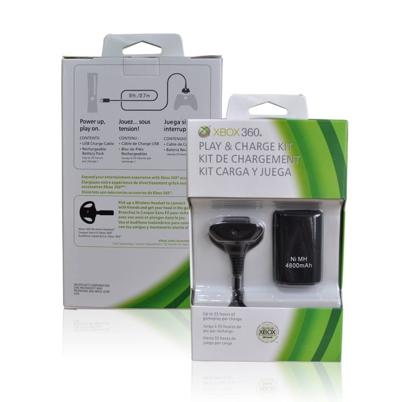 Kit Bateria + 1 Cabo Carregador para Controle Manete Xbox 360