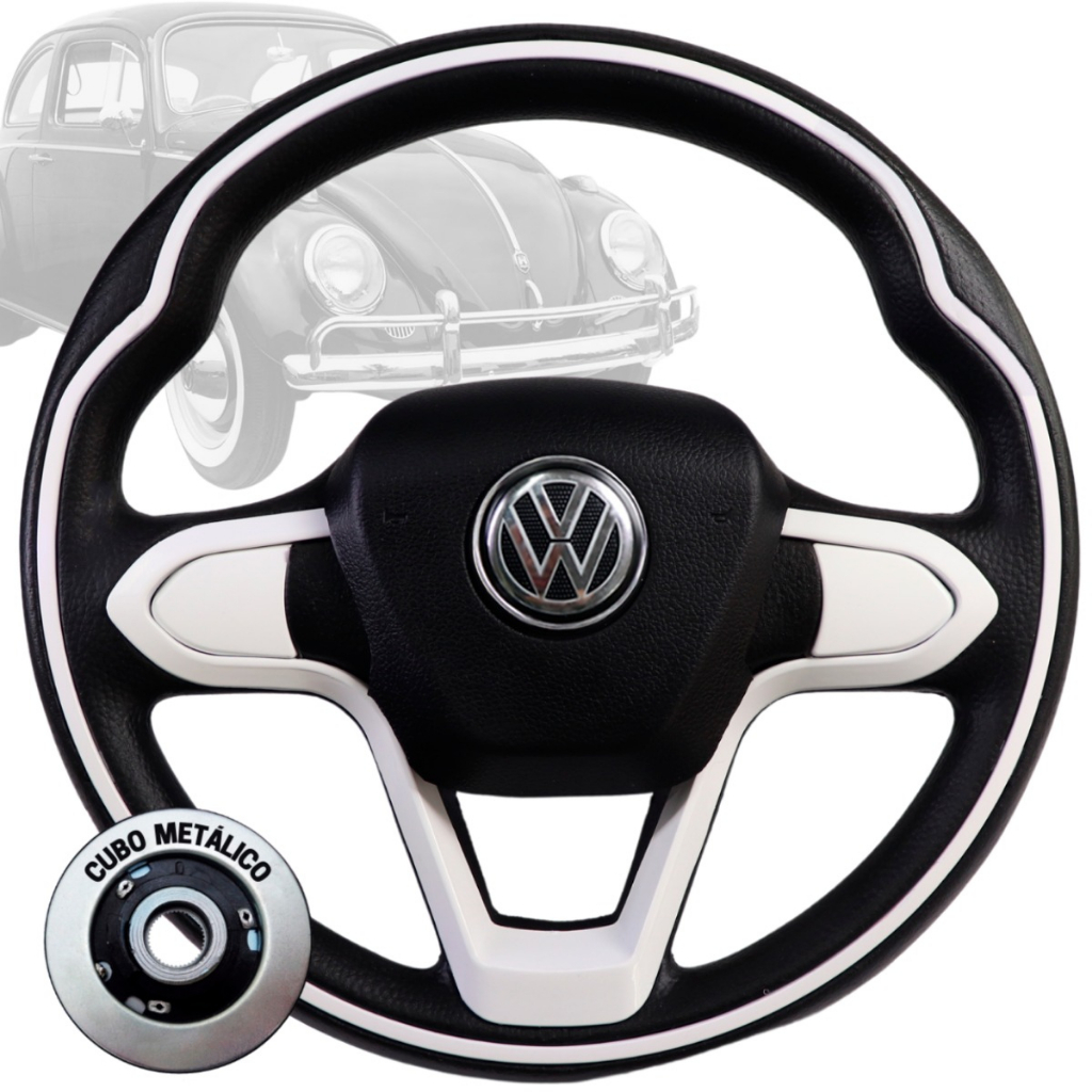 Volante Esportivo Bmw Branco Fusca Brasília Variant Santana Estria Fina 1977 78 79 80 81 82 83 84