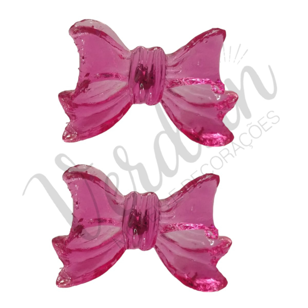 Kit 2 puxadores de laço cor cristal pink quarto comoda movel