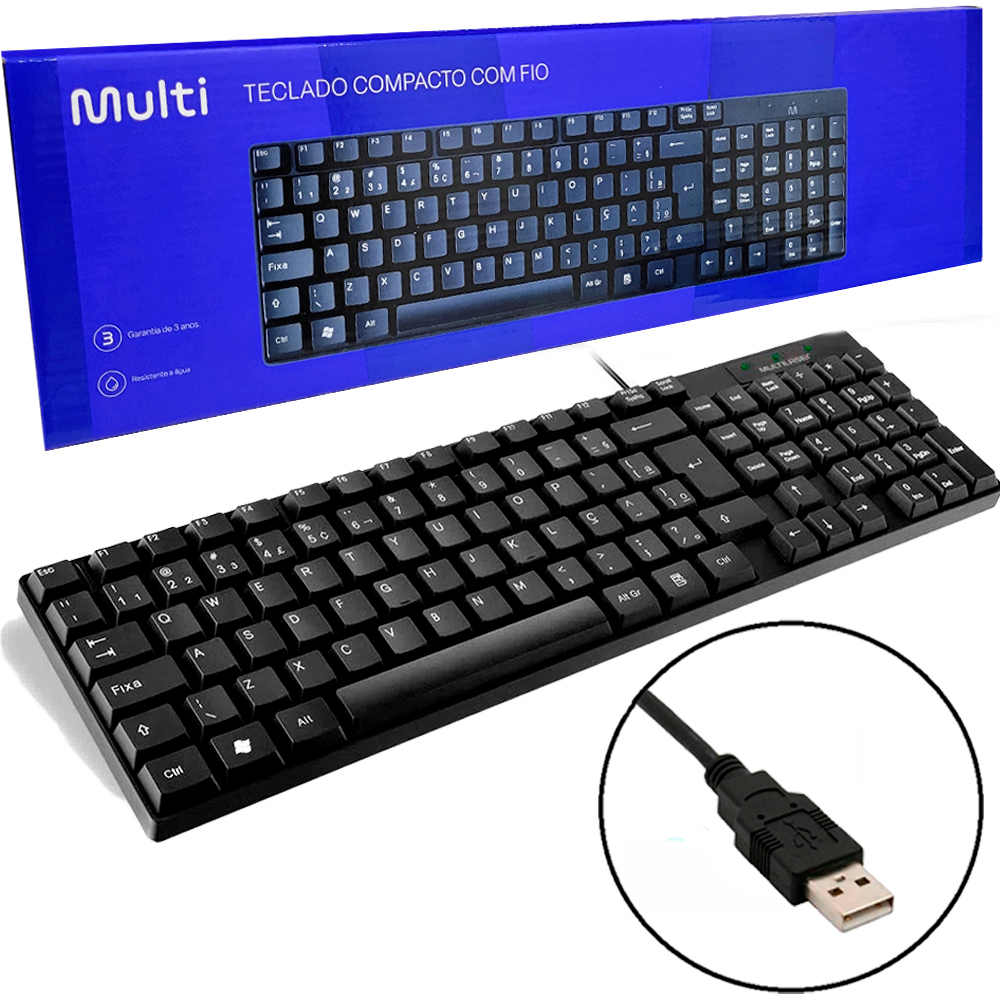 Teclado Básico Para Pc Usb Multilaser Preto Silencioso Slim Abnt2 Macio Pouco Barulho Tc193 em Oferta na Shopee