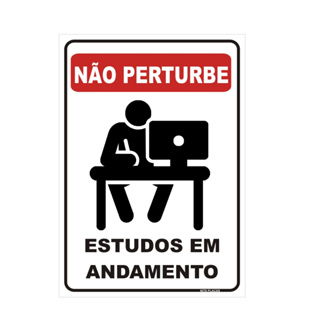 Placa Não Perturbe Estudo Em Andamento silencio sala de aula aluno em Oferta na Shopee