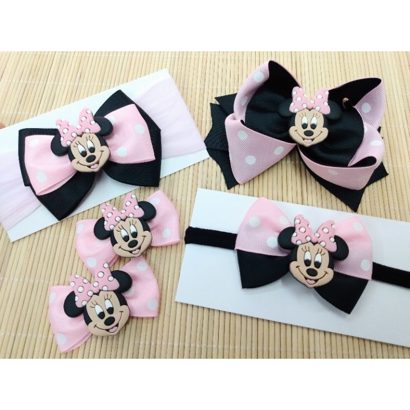 [PRÉ-VENDA] Laço Minnie rosa - faixa de bebê minnie rosa/ faixa minie rosa bebê/ laço minie rosa bebê