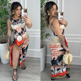 Conjunto Body Maiô E Pareô Saida De Praia Premium em Oferta na Shopee