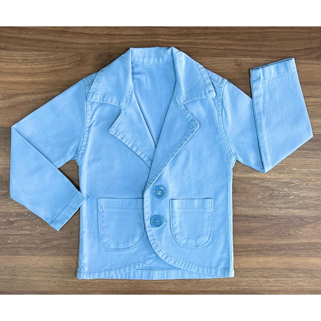 Roupa Menino Infantil Blazer Sarja Azul Claro