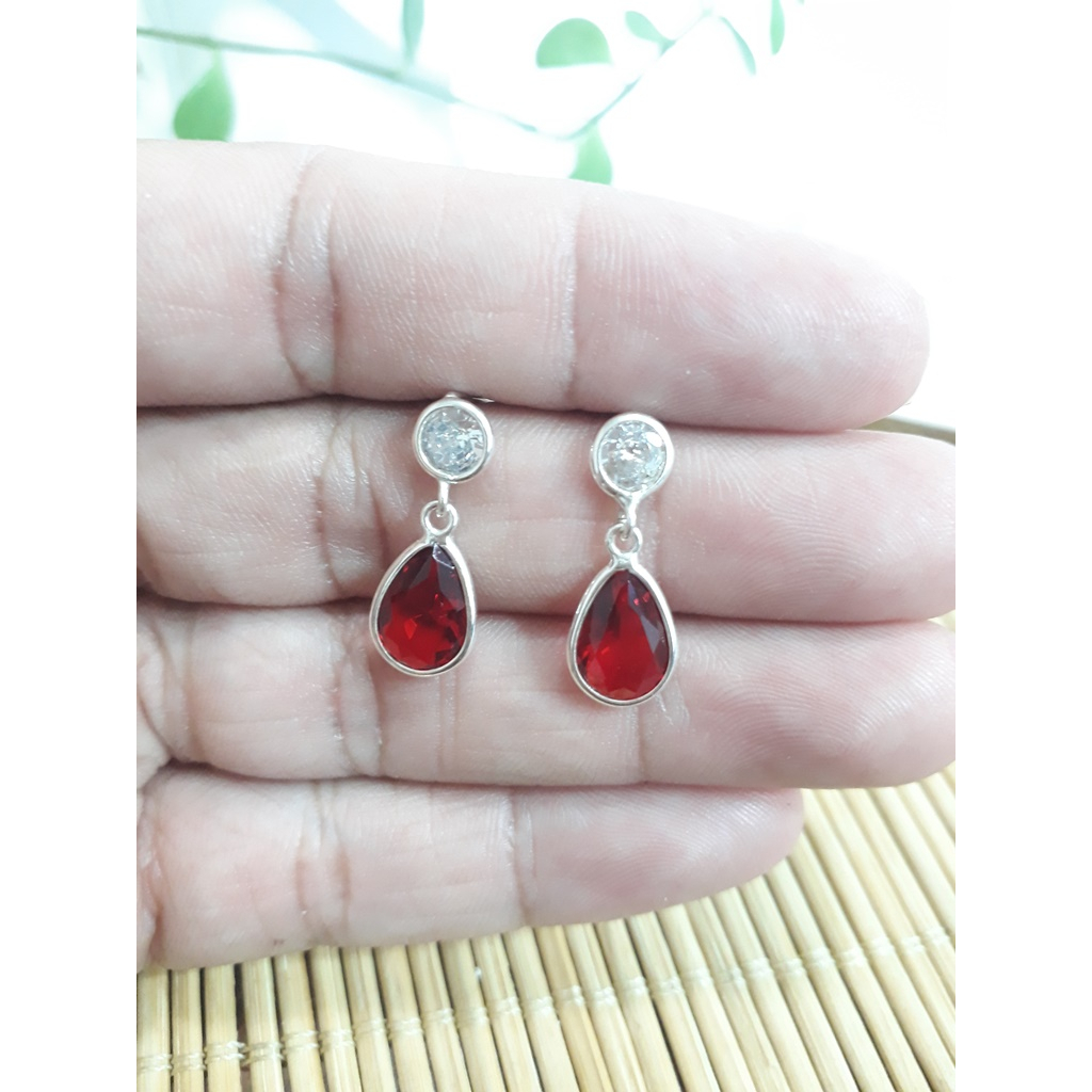 Brinco Zircônia Gota Pendente - Legitima Prata 925 - Varias cores - Argola Ponto de Luz - Belíssima Joia Feminina