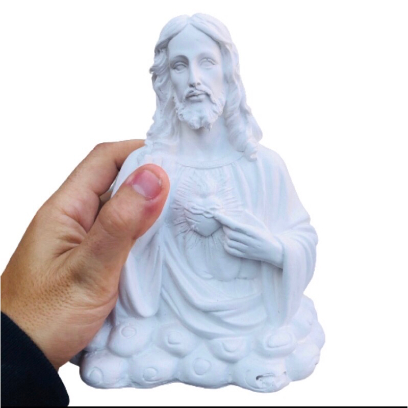 kit 1 Nossa Senhora das Graças 30cm 1 Busto Sagrado Coracao de Jesus 20cm 1 Arcanjo Gabriel 30cm Gesso Cru