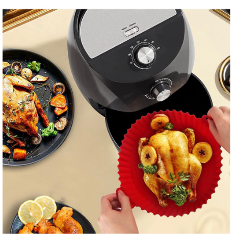 Cesto De Silicone Forma Redonda Air Fryer E Forno Fritadeira Elétrica Com Alça