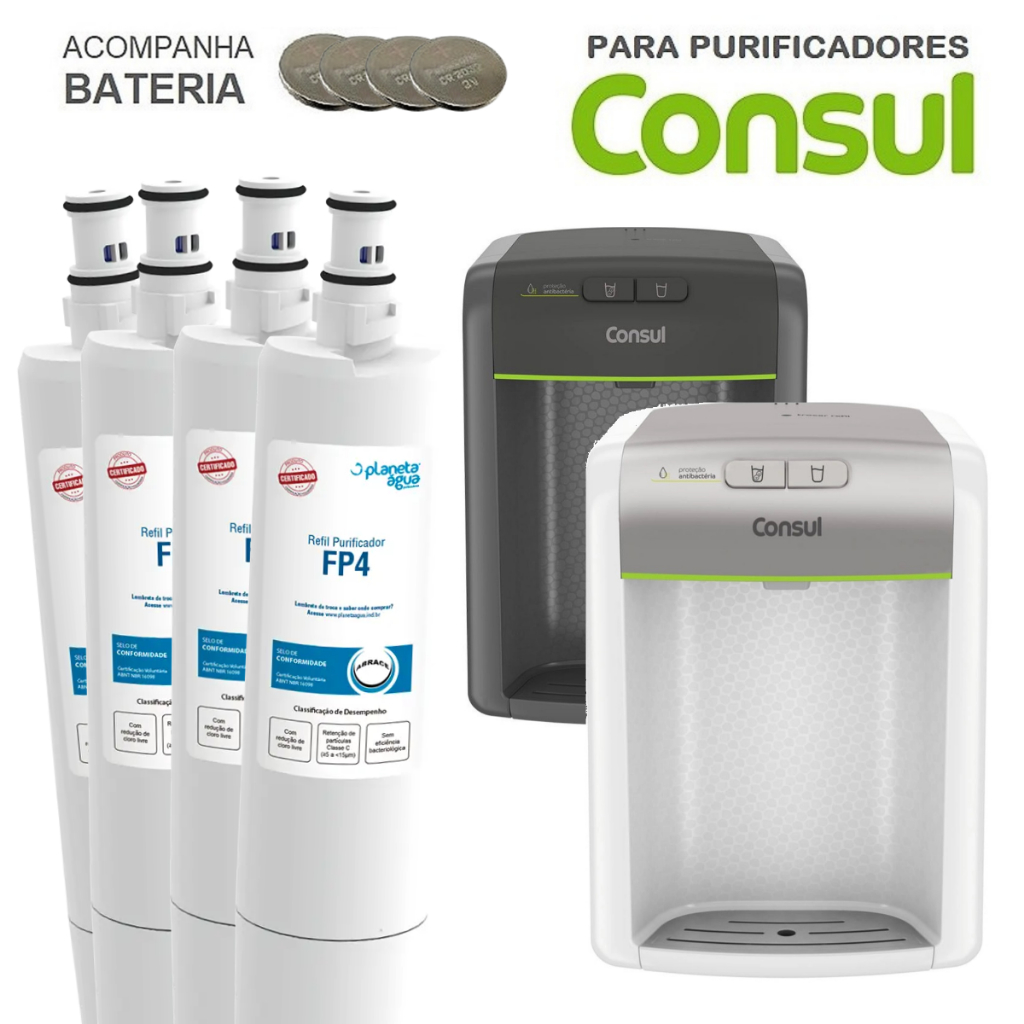 Kit 4 Refil Filtro Purificador De Água Compatível Consul Facilit