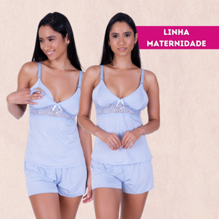 Baby Doll Amamentação com Renda Confortável Maternidade Gestante Roupa de Dormir Pijama BeLIT Linha Noite