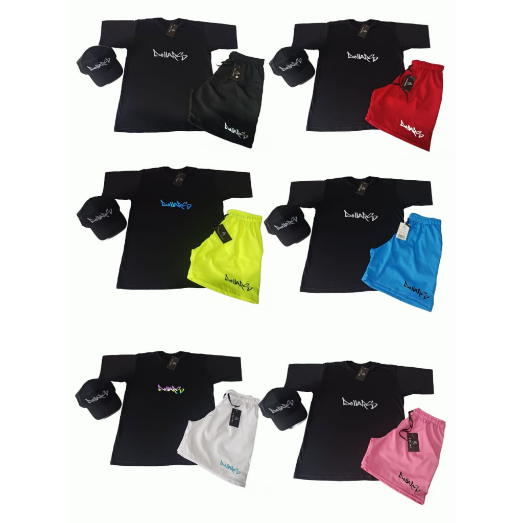 KIT CAMISETA BONÉ E BERMUDA SHORTS TACTEL SKATE TREINO SURF VERÃO OFERTA
