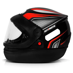 Capacete Fw3 Automático Preto com Vermelho Modelo San Marino