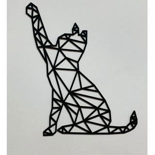 Quadro Decorativo Vazado Gato Geométrico em MDF 3mm