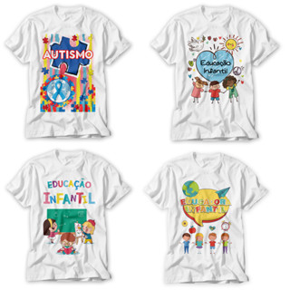 4 camisetas estampa educação infantil autismo unissex