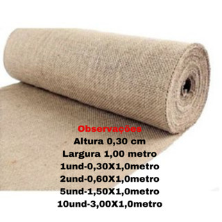 Tela de Juta P9/ 0,30X1,00m 100% Natural cor Cru - Para decorações, artesanatos, e outros.
