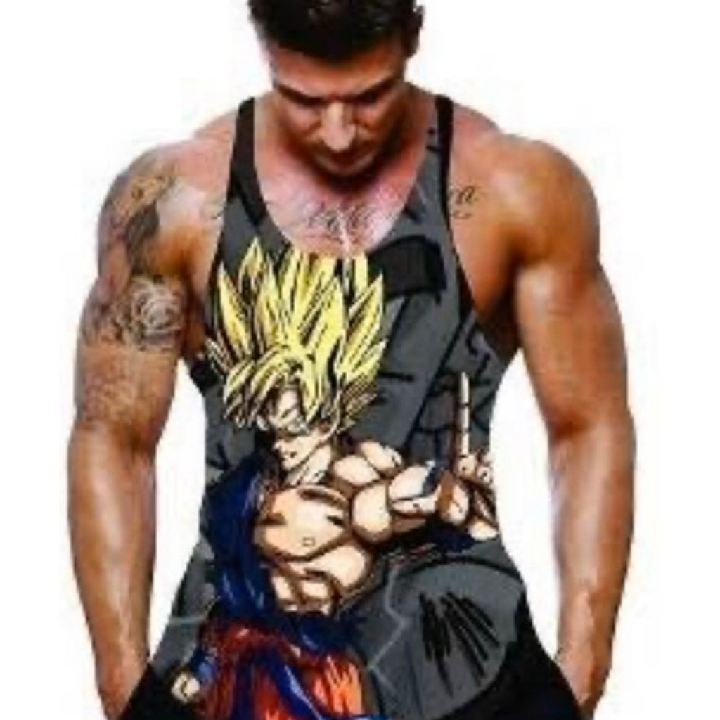 Camisa Camiseta Regata Cavada Goku Dragon Ball Fitness Estampa Total GOK01