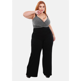 Macacao Longo Pantalona Social Canelado Cós Alto Tecido Estica Moda Formatura Festa G1 G2 G3 G4