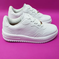 Tenis Feminino Casual Branco Preto VIZZANO