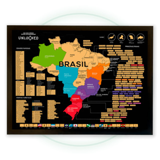 Mapa Do Brasil de Raspar | Unlocked | Sem moldura | 82x60 CM | Mapa de Viagens | Raspadinha | Scratch Map em Oferta na Shopee
