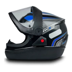 Capacete Fw3 Automático Preto com Azul Modelo San Marino
