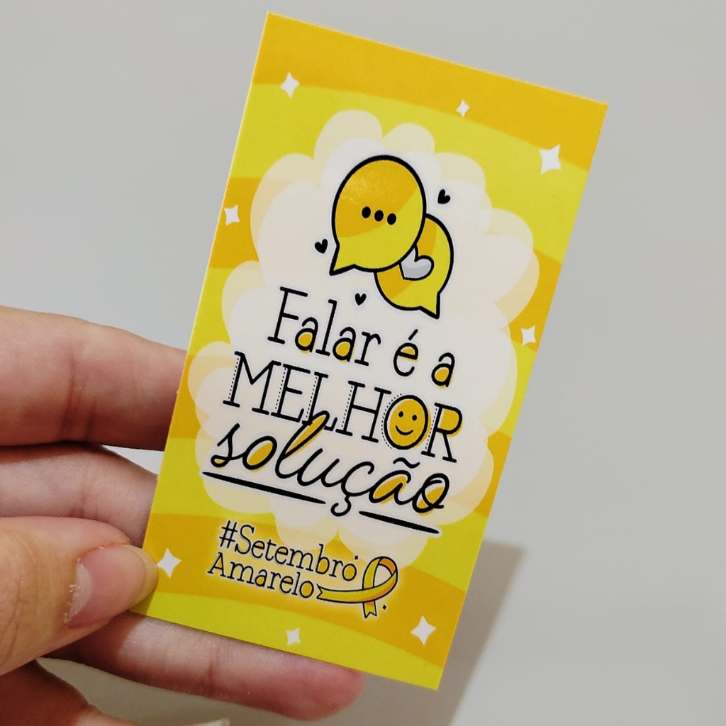50 ou 100 Tags Setembro Amarelo com Frases Positivas para Brindes, Lembranças e Ações Sociais