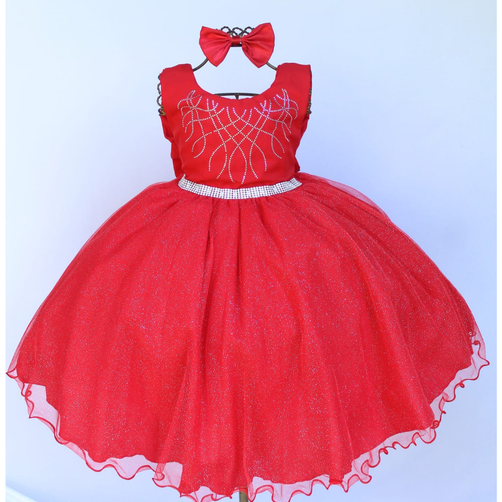 Vestido Chapeuzinho Vermelho Festa Infantil Luxo Com Tiara Exclusivo
