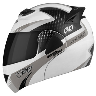 Capacete Fechado Escamoteável Pro Tork V-pro Jet 2 Carbon Branco Viseira Fumê