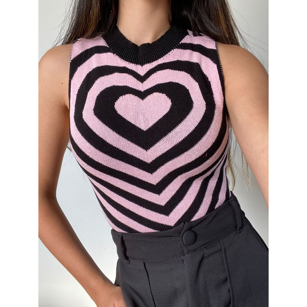 Cropped Trico Modal Coração Gola Alta em Oferta na Shopee