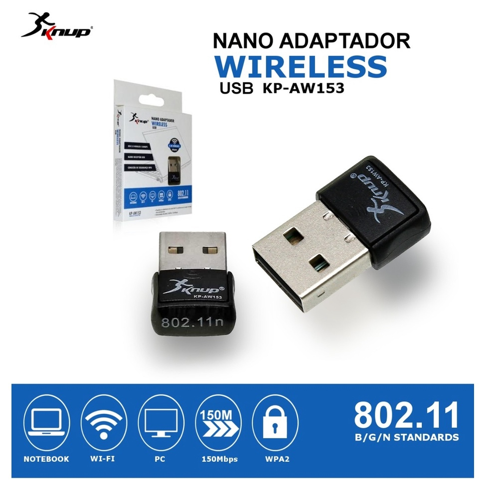 Antena WIFI Adaptador Wireless 150mb/s Usb 2.0 KNUP - KP-AW155