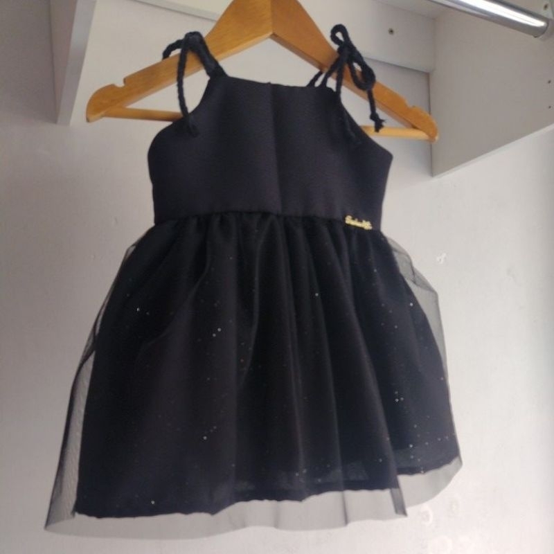 vestido preto tule de amarrar em Oferta na Shopee