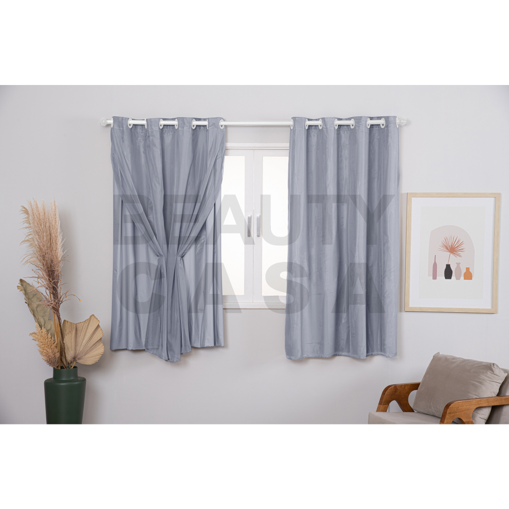 Cortina Blackout PVC com Tecido Voil 2,00 x 1,40 Varias Cores em Oferta na Shopee