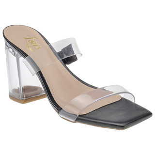 Tamanco Feminino Sandalia Transparente Salto Grosso Alto Acrílico 156