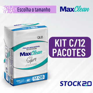 Kit Com 12 Pacotes de Fraldas Geriatricas Descartaveis Maxclean Slim - unissex