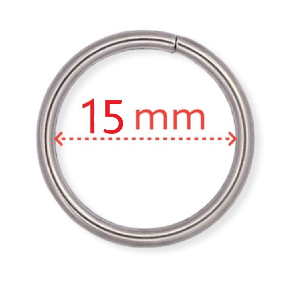 Argola para Bolsa Prata 15mm 1,5cm - pct 10 unidades Com Solda - Para Bolsas, Costura, Artesanato