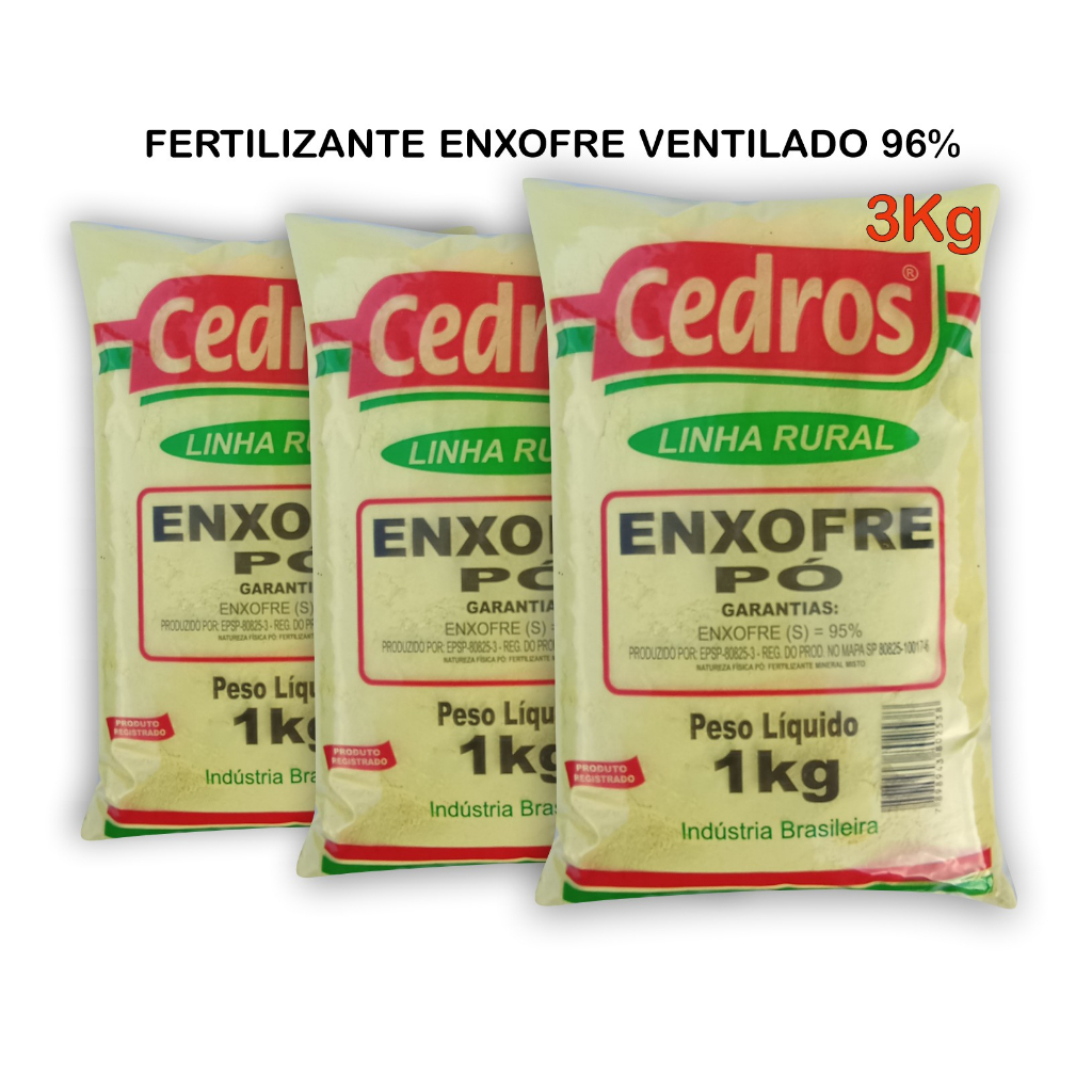 Fertilizante Mineral Enxofre Puro 3 Pacote 1kg Orgânico em Oferta na Shopee