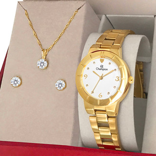 Relógio Feminino Dourado Champion Original 1 Ano de Garantia