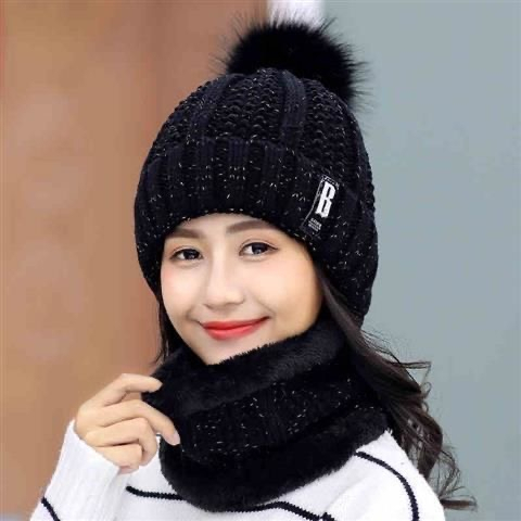 Touca com Pompom + Cachecol - KIT DE INVERNO