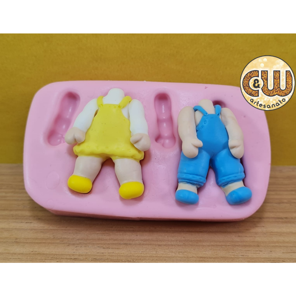 Molde Silicone Roupa , Roupinha c/ Braço e Perna c/ 2 Confeitaria e Artesanato - Festa