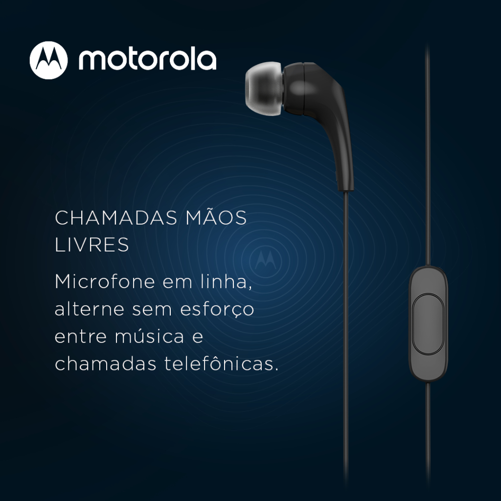 Fone De Ouvido Motorola Earbuds 2-S com Microfone - Preto - detalhe
