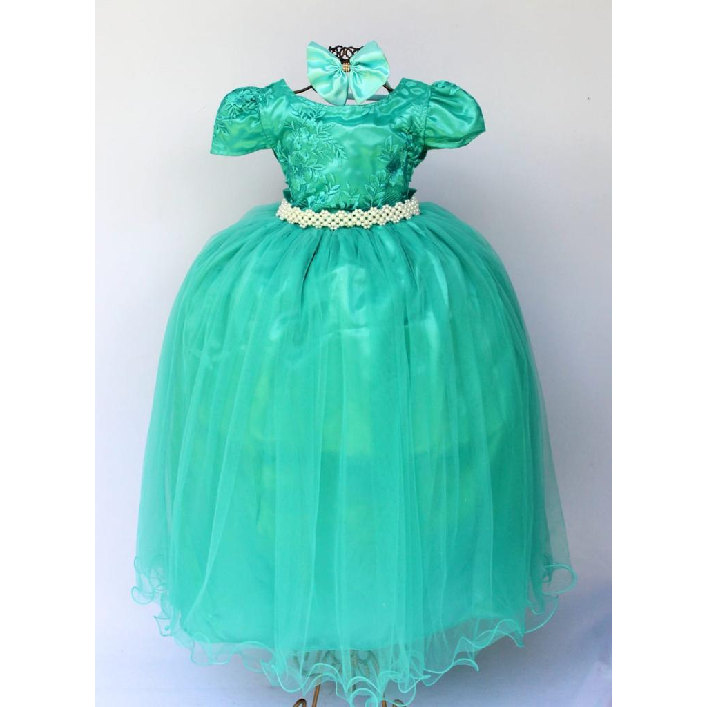 Vestido Infantil E Juvenil Longo Realeza Princesa Festa Aniversario Com Tiara