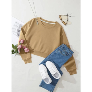 Moletom Cropped Feminino Com Manga Longa Básico Casaco Chique
