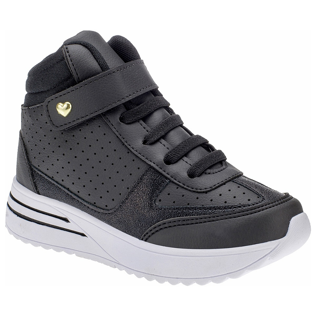 Tenis Infantil Feminino Menina Botinha Sapatenis Preto