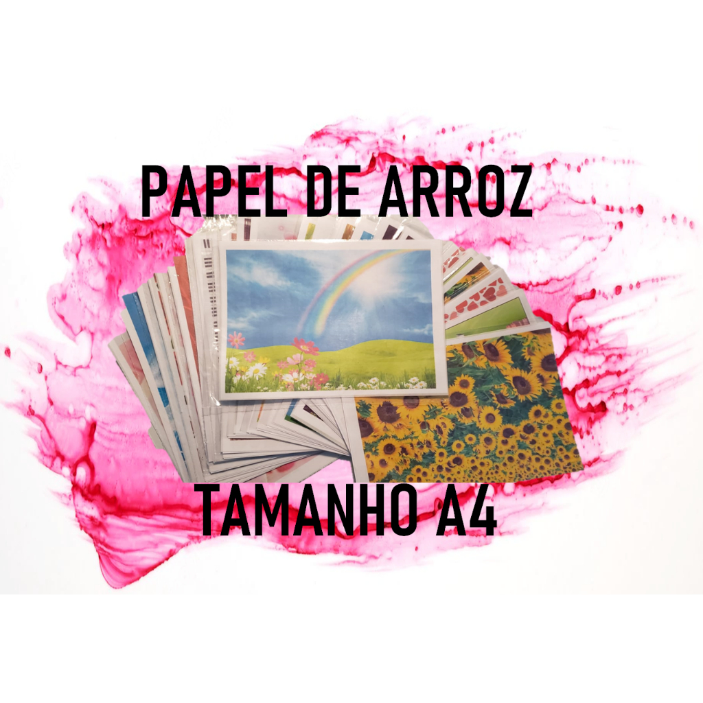 20 Papel de Arroz A4 - Vários Temas Para Escolha - Preço de Atacado - 20 Folhas - Papel Arroz